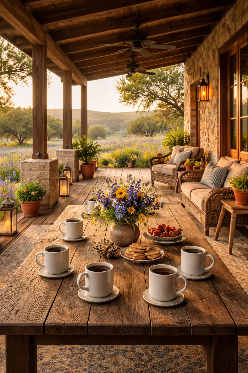 A table set for five in the Hill Country